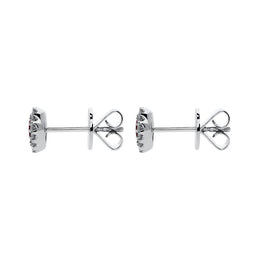 18ct White Gold 0.52ct Ruby Diamond Oval Stud Earrings, FEU-1240.