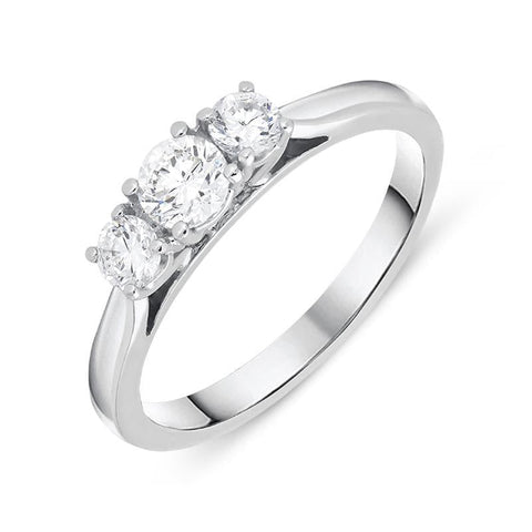 18ct White Gold 0.53ct Diamond Brilliant Cut Trilogy Ring, FEU-1316.