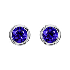 18ct White Gold 0.52ct Tanzanite Round Stud Earrings FEU-2223