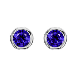 18ct White Gold 0.52ct Tanzanite Round Stud Earrings FEU-2223