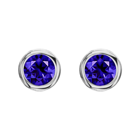 18ct White Gold 0.52ct Tanzanite Round Stud Earrings FEU-2223