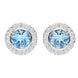 18ct White Gold 0.49ct Aquamarine Diamond Halo Stud Earrings FEU-1265