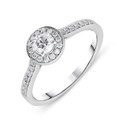 18ct White Gold 0.55ct Diamond Brilliant Cut Halo Ring
