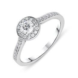 18ct White Gold 0.55ct Diamond Brilliant Cut Halo Ring