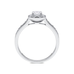 18ct White Gold 0.55ct Diamond Brilliant Cut Halo Ring, FEU-465.