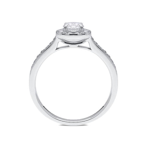 18ct White Gold 0.55ct Diamond Brilliant Cut Halo Ring, FEU-465.