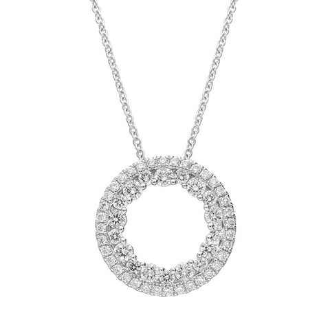 18ct White Gold 0.56ct Diamond Open Circle Necklace FEU-1976