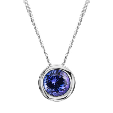 18ct White Gold 0.56ct Tanzanite Martini Slider Necklace FEU-2136