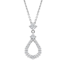 18ct White Gold 0.59ct Diamond Open Pear Necklace FEU-1924