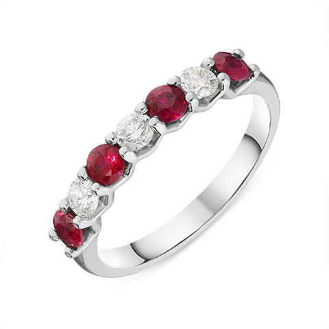 18ct White Gold 0.59ct Ruby Diamond Half Eternity Ring FEU-2038