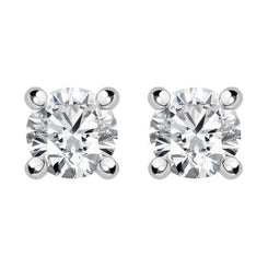 18ct White Gold 0.60ct Diamond Solitaire Stud Earrings, FEU-084. 