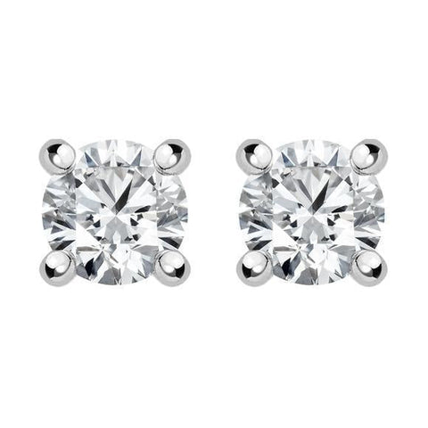 18ct White Gold 0.60ct Diamond Solitaire Stud Earrings, FEU-084. 