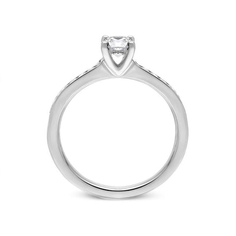 18ct White Gold 0.63ct Diamond Shoulder Solitaire Ring, R1133.