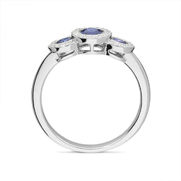 18ct White Gold 0.68ct Sapphire Diamond Ring FEU-1964