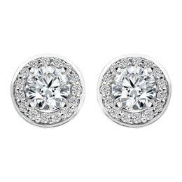 18ct White Gold 0.69ct Diamond Halo Stud Earrings, FEU-1252.