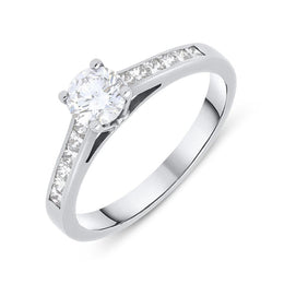 18ct White Gold 0.70ct Diamond Brilliant Cut Solitaire Ring, FEU-682.