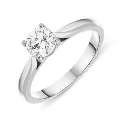 18ct White Gold 0.71ct Diamond Brilliant Cut Solitaire Ring, FEU-479.