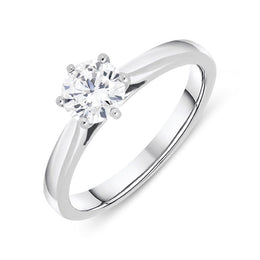 18ct White Gold 0.71ct Diamond Brilliant Cut Solitaire Ring, FEU-648.