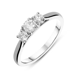 18ct White Gold 0.75ct Diamond Trilogy Ring, FEU-433