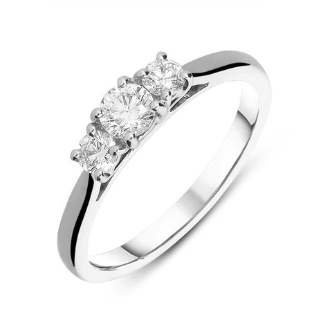 18ct White Gold 0.75ct Diamond Trilogy Ring, FEU-433