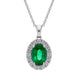18ct White Gold 0.75ct Emerald Diamond Oval Necklace, FEU-1791.