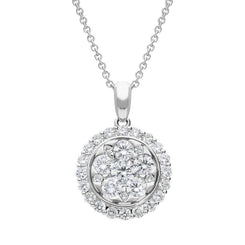 18ct White Gold 0.78ct Diamond Round Necklace FEU-1979