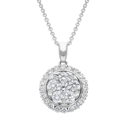 18ct White Gold 0.78ct Diamond Round Necklace FEU-1979