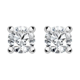 18ct White Gold 0.80ct Diamond Solitaire Brilliant Cut Stud Earrings, FEU-087.
