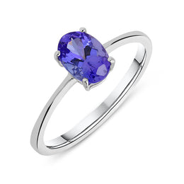 18ct White Gold 0.80ct Tanzanite Oval Cut Solitaire Ring TS1047R