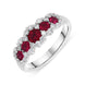 18ct White Gold 0.82ct Ruby Diamond Graduating Cluster Ring, FEU-966.