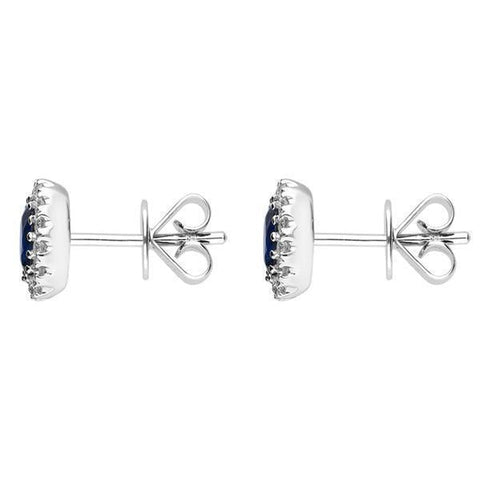 18ct White Gold 0.86ct Sapphire and Diamond Oval Cluster Earrings. FEU-154.