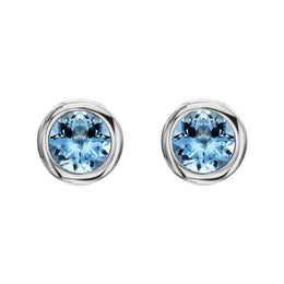 18ct White Gold 0.88ct Aquamarine Solitaire Stud Earrings FEU-2002