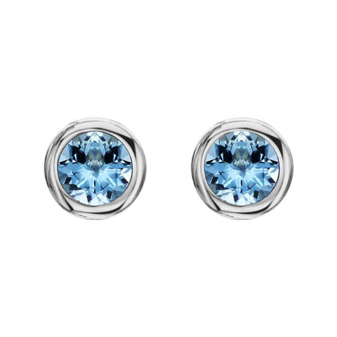 18ct White Gold 0.88ct Aquamarine Solitaire Stud Earrings FEU-2002