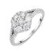 18ct White Gold 0.94ct Diamond Split Shoulder Round Cluster Ring FEU-1517