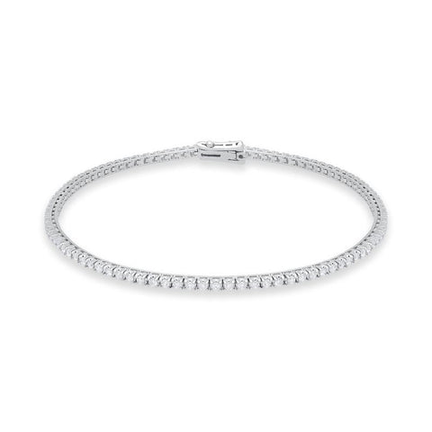 18ct White Gold 0.96ct Diamond Tennis Bracelet, FEU-1723.