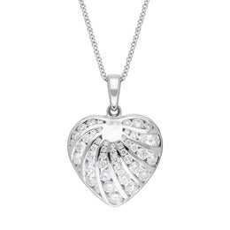 18ct White Gold 1.19ct Diamond Heart Necklace FEU-2005