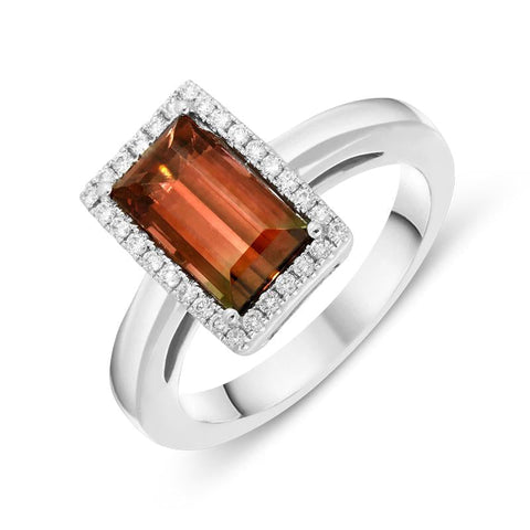 18ct White Gold 1.85ct Tourmaline 0.15ct Diamond Ring PJW-249