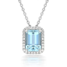 18ct White Gold 2.06ct Aquamarine Diamond Necklace PJW-253
