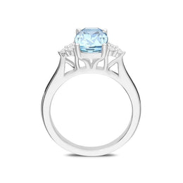18ct White Gold 2.62ct Aquamarine Diamond Oval Ring PJW375