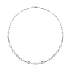 18ct White Gold 4.42ct Diamond Marquise Cluster Necklace, FEU-1796.