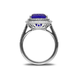 18ct White Gold 6.84ct Tanzanite and Diamond Solitaire Ring. FEU-980.