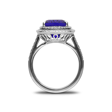 18ct White Gold 6.84ct Tanzanite and Diamond Solitaire Ring. FEU-980.