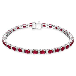 18ct White Gold 7.79ct Ruby 0.61ct Diamond Bracelet FEU-1214