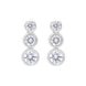 18ct white gold trilogy earrings featuring three diamonds, with the center diamond weighing 0.42 carats. The earrings showcase a classic design, highlighting the brilliance of the diamonds set in a polished white gold setting.