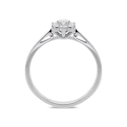 18ct White Gold Diamond Brilliant Cut Cluster Flower Ring. R946.