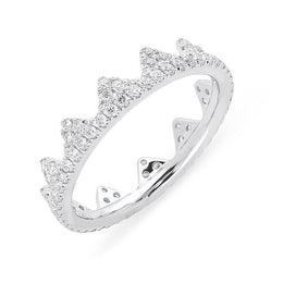 18ct White Gold Diamond Geometric Stacking Ring, R1141.