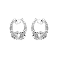 18ct White Gold Diamond Knot Drop Earrings, 12870AWER.