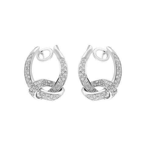 18ct White Gold Diamond Knot Drop Earrings, 12870AWER.