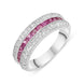 18ct White Gold Diamond Pink Sapphire Three Row Ring, PJW-204.