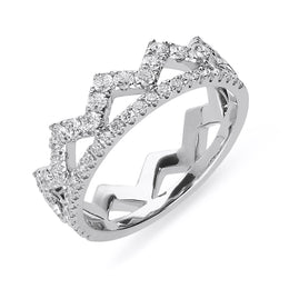 18ct White Gold 0.69ct Diamond Zigzag Stacking Ring